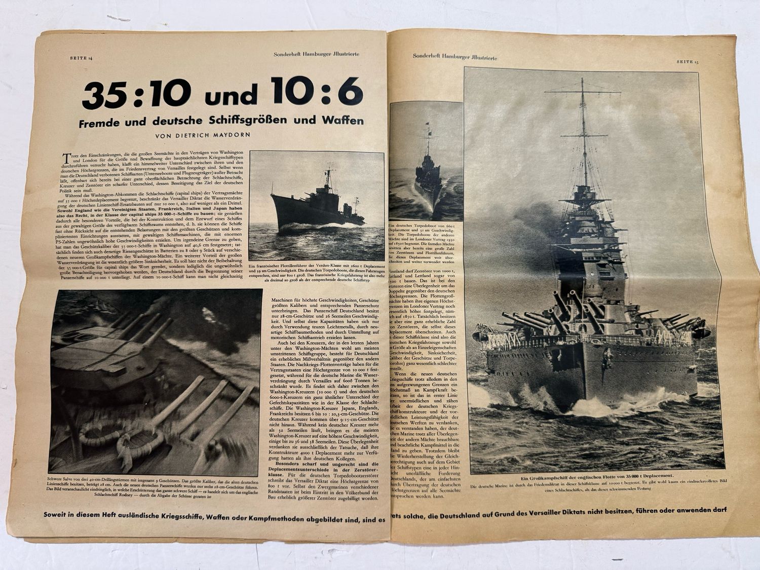 FACEBOOK AUCTION - 1933 German Magazine - Is Germany Safe At Sea? Covers The Pre Adolf German Navy And Concerns About Growth of French, British and Other Navies Versus German Navy