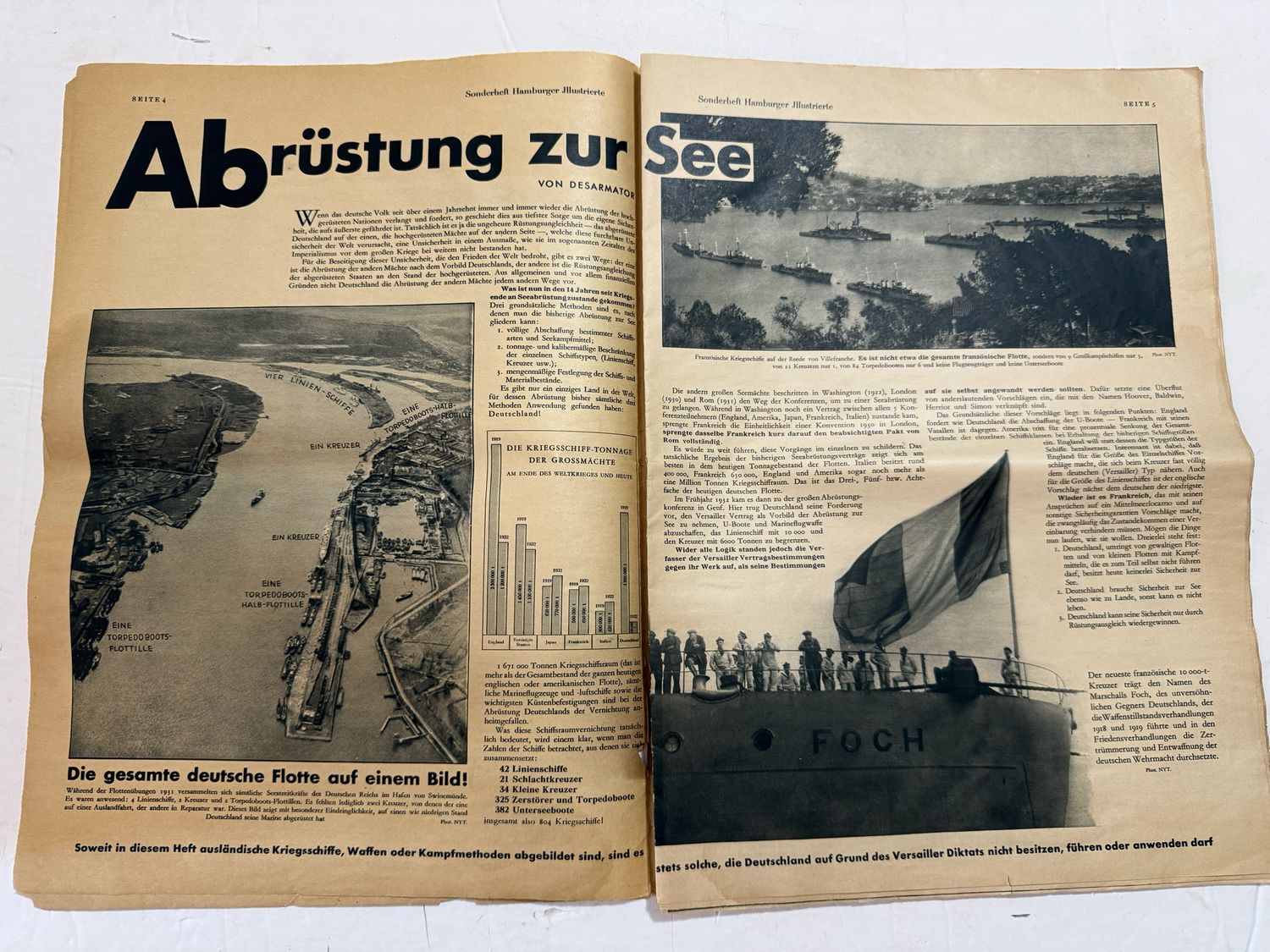FACEBOOK AUCTION - 1933 German Magazine - Is Germany Safe At Sea? Covers The Pre Adolf German Navy And Concerns About Growth of French, British and Other Navies Versus German Navy