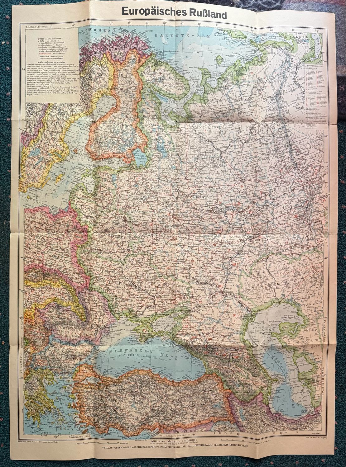 FACEBOOK AUCTION - Large Wehrmacht Map For Europaisches Russland European Russia, For Military Use Only From Wehrmacht High Command 1942, Size 25&quot; x 35&quot;
