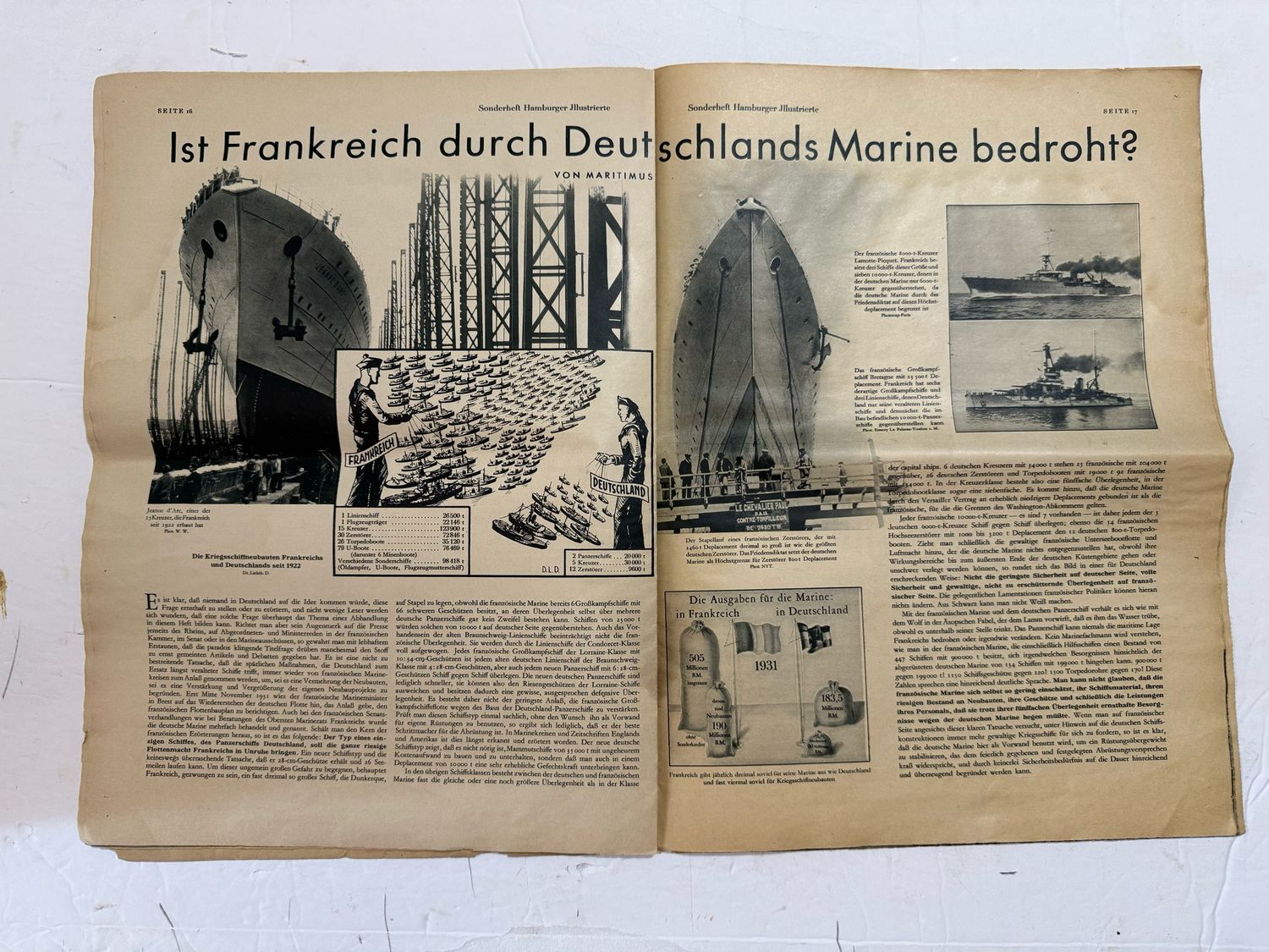 FACEBOOK AUCTION - 1933 German Magazine - Is Germany Safe At Sea? Covers The Pre Adolf German Navy And Concerns About Growth of French, British and Other Navies Versus German Navy