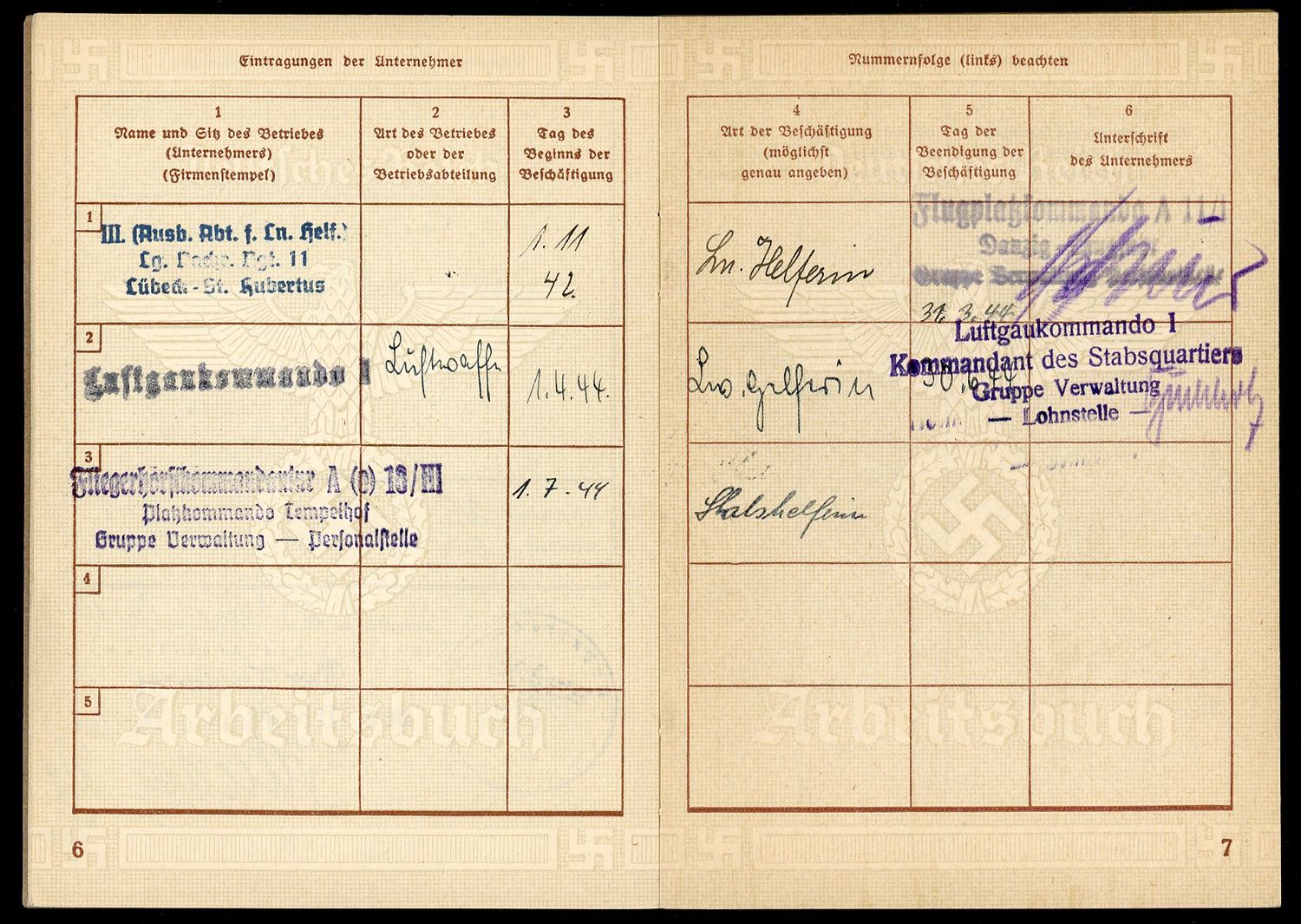 FACEBOOK AUCTION - German WW2 Arbeitsbuch For 21 Year Old Wanda Kulinski From Posen, RAD Arbeitsmaiden, Kriegshilfsdienst, Luftnachrichtenhelferin, Luftgaukommando Berlin, She Only Did Military Relate