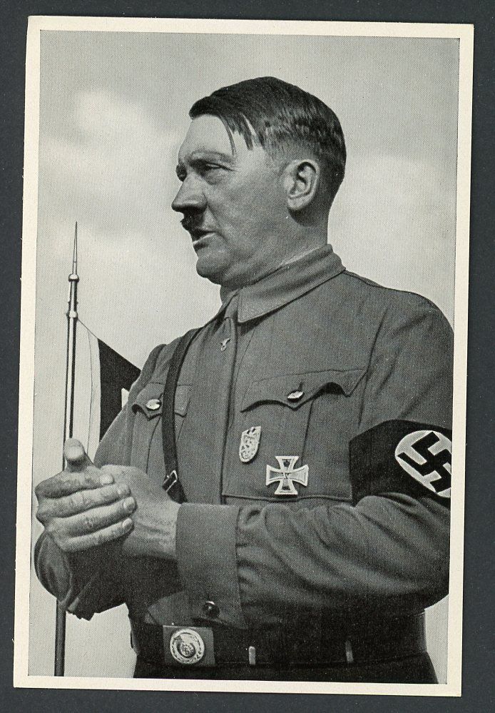 FACEBOOK AUCTION - German 3rd Reich Photo - Adolf H!tler Up Close During Speech, Swaz Armband, WW1 Iron Cross + Tinnie