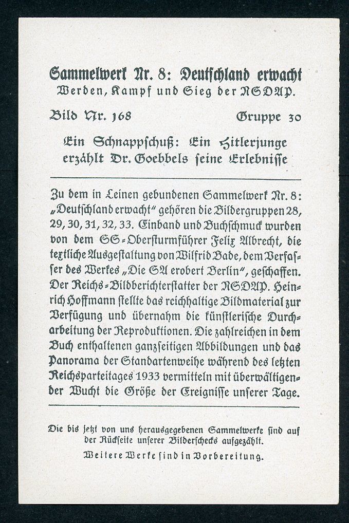 FACEBOOK AUCTION - German 3rd Reich Photo - Dr Josef Goebbels And A H!tler Youth Kid