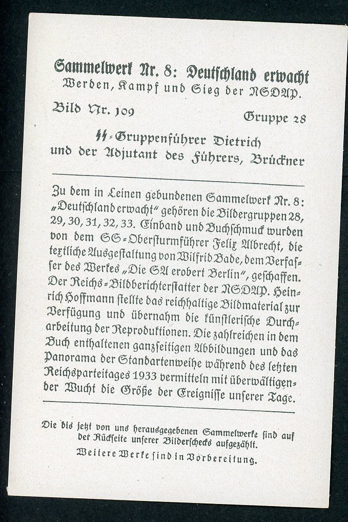 FACEBOOK AUCTION - German 3rd Reich Photo - SS Gruppenfuhrer Sepp Dietrich &amp; Der Fuhrer&#39;s Adjutant Wilhelm Bruckner