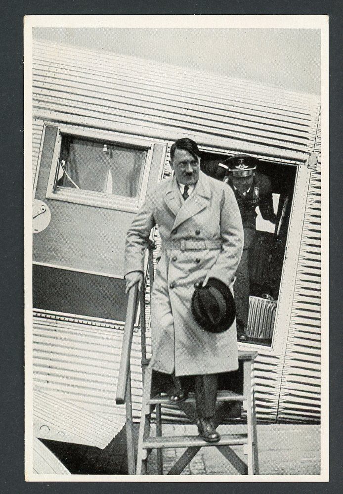 FACEBOOK AUCTION - German 3rd Reich Photo - Der Fuhrer Adolf H!tler Exits His Plane In Overcoat + DLV Senior Officer