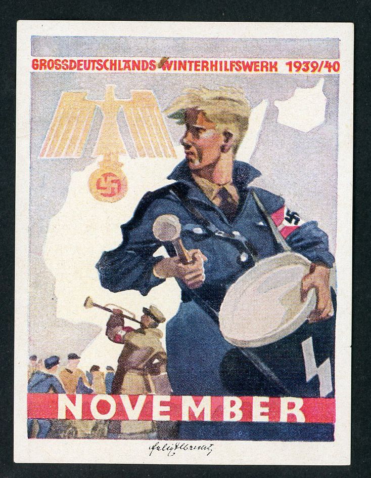 FACEBOOK AUCTION - German 3rd Reich Paper WHW Donation Door Plaque H!tler Youth Boy Drummer November 1939/40 Grossdeutschlands Winterhilfswerk