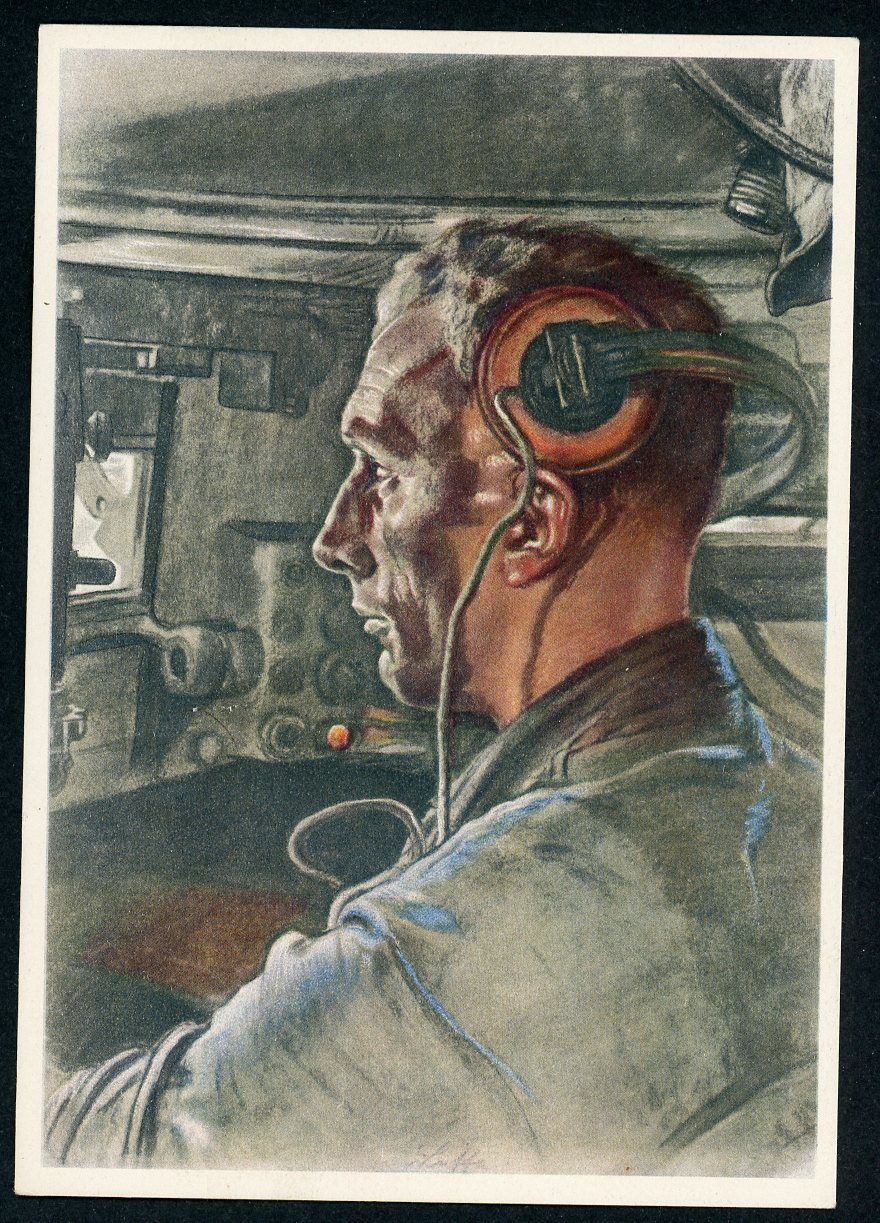 FACEBOOK AUCTION - Rare German Third Reich VDA Postcard Featuring A Panzerfahrer Panzer Tank Driver by Willrich WW2