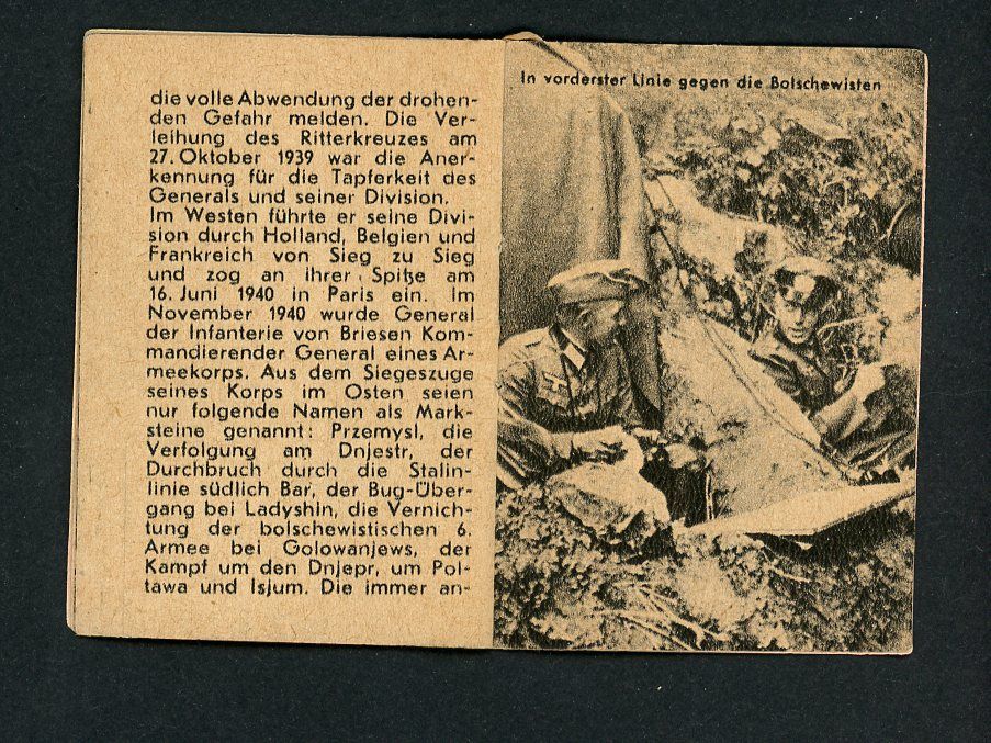FACEBOOK AUCTION - German WW2 Army General Kurt von Briesen Knights Cross Mini Booklet From WHW Tag Der Wehrmacht 1942/43