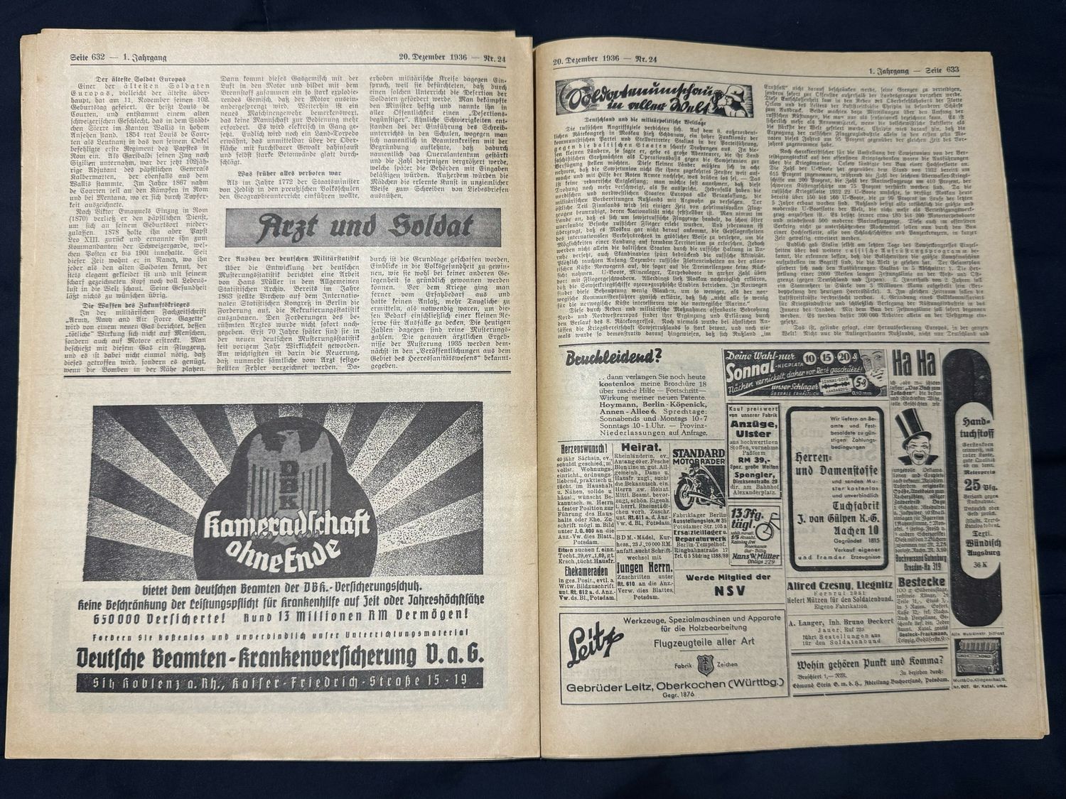 FACEBOOK AUCTION - Rare German Soldatenbund NS Reichskriegerbund Veteran&#39;s Magazine Christmas 1936 NSRKB - Gebirgsjager, Torpedo Boats, Veterans List Who Passed Away, Great Ads, Army General