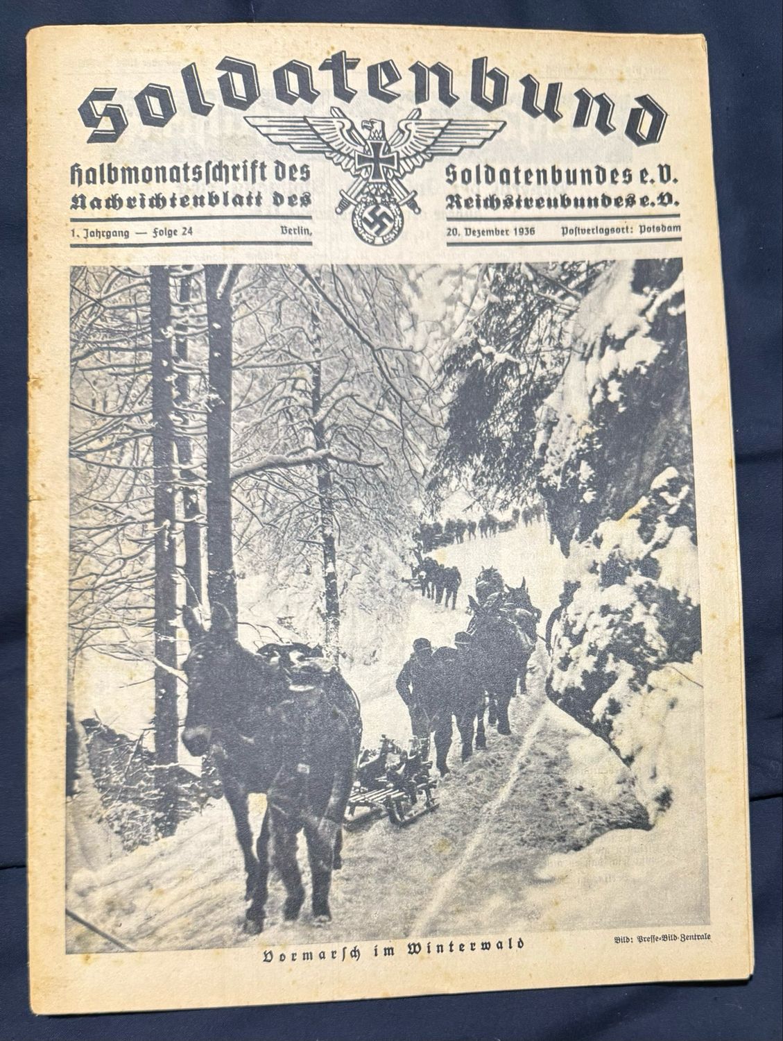 FACEBOOK AUCTION - Rare German Soldatenbund NS Reichskriegerbund Veteran&#39;s Magazine Christmas 1936 NSRKB - Gebirgsjager, Torpedo Boats, Veterans List Who Passed Away, Great Ads, Army General