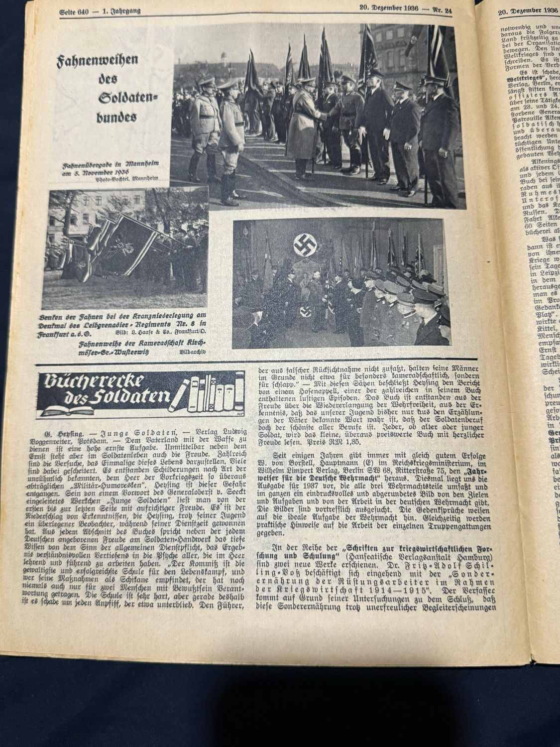 FACEBOOK AUCTION - Rare German Soldatenbund NS Reichskriegerbund Veteran&#39;s Magazine Christmas 1936 NSRKB - Gebirgsjager, Torpedo Boats, Veterans List Who Passed Away, Great Ads, Army General