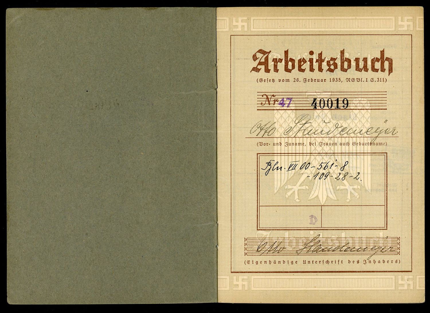FACEBOOK AUCTION - German WW2 Arbeitsbuch For Otto Staudemeyer, Truck Driver For Berlin Police School &amp; Luftwaffe Command, 1935 - 1941