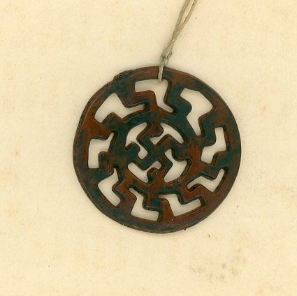 FACEBOOK AUCTION - German WHW Black Sun Swaz Medieval Disc Pin For Winter Relief Donations Third Reich