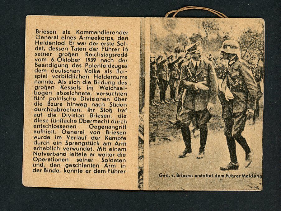 FACEBOOK AUCTION - German WW2 Army General Kurt von Briesen Knights Cross Mini Booklet From WHW Tag Der Wehrmacht 1942/43