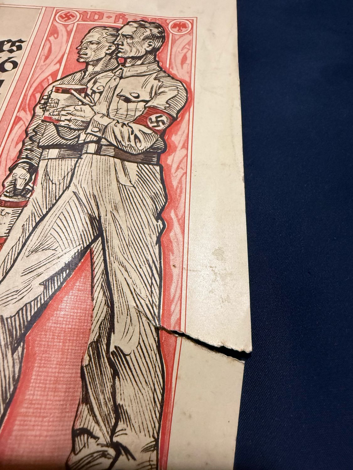 FACEBOOK AUCTION - Amazing 1935/36 WHW Certificate Issued For Fight Against Hunger, Dr Goebbels, Partei Man w/ Swaz Armband &amp; WHW Donation Can, Great Document!