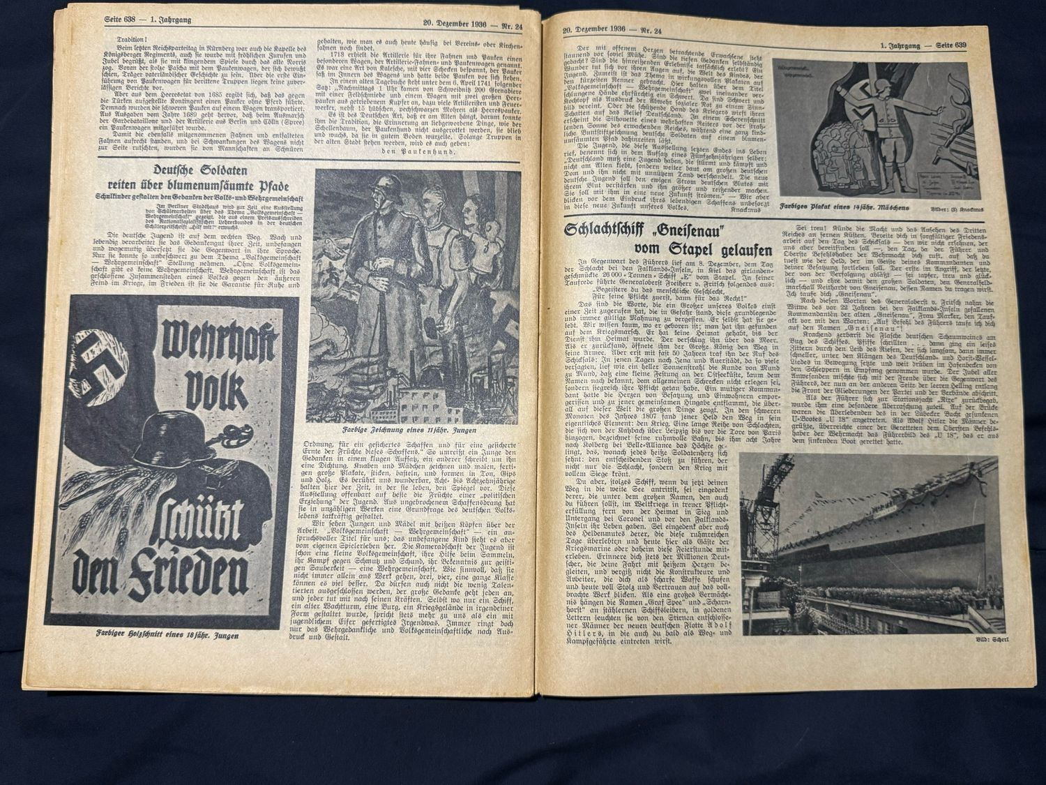FACEBOOK AUCTION - Rare German Soldatenbund NS Reichskriegerbund Veteran&#39;s Magazine Christmas 1936 NSRKB - Gebirgsjager, Torpedo Boats, Veterans List Who Passed Away, Great Ads, Army General