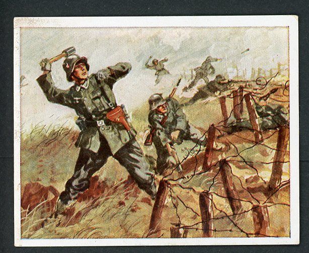 FACEBOOK AUCTION - Deutsche Heer Im Manöver Cigarette Card -  Soldiers Throwing Stick Grenades At The Enemy Trying To Cross The Barbwire Defense Line