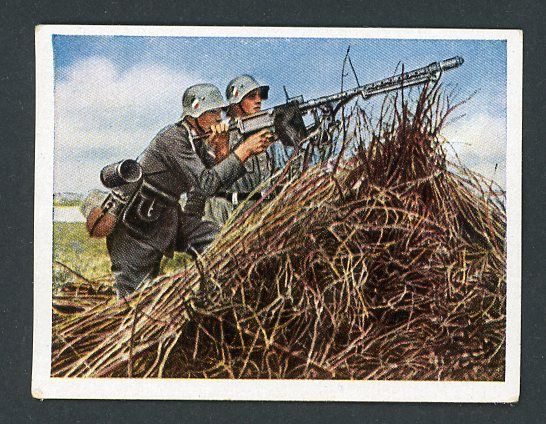 FACEBOOK AUCTION - German 3rd Reich Cigarette Card, Wehrmacht Troops In Action w/ Machine Gun