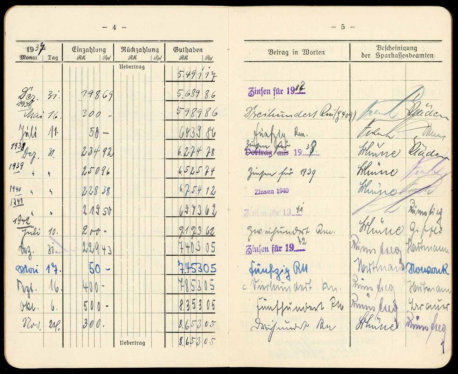FACEBOOK AUCTION - German Bank Savings Account Book Sparkasse Osterburg Used From 1929 Through WW2 Up To 1954