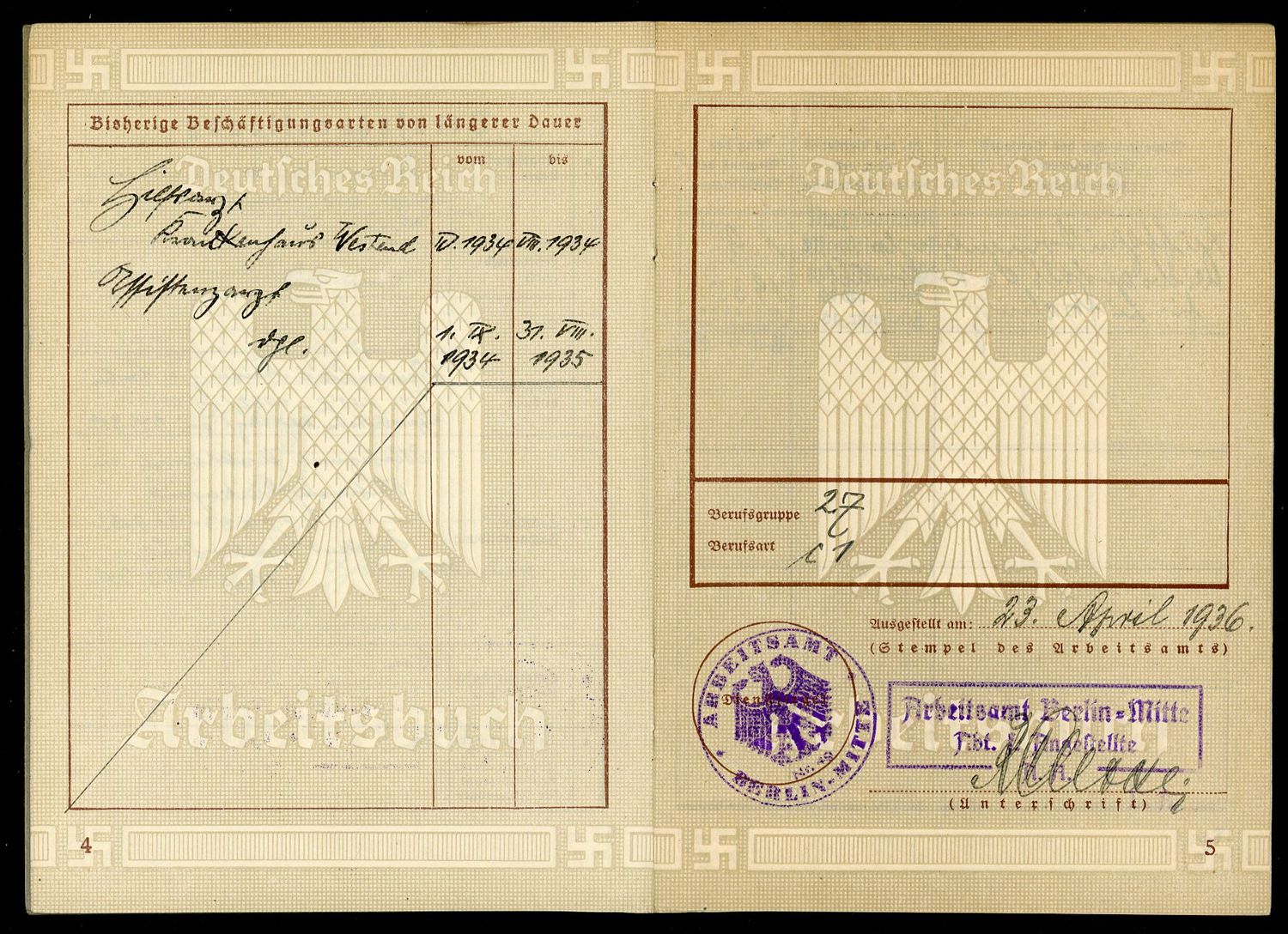 FACEBOOK AUCTION - German Third Reich Arbeitsbuch For A Doctor Who Worked For Reich Air Force Institute for Air Defense