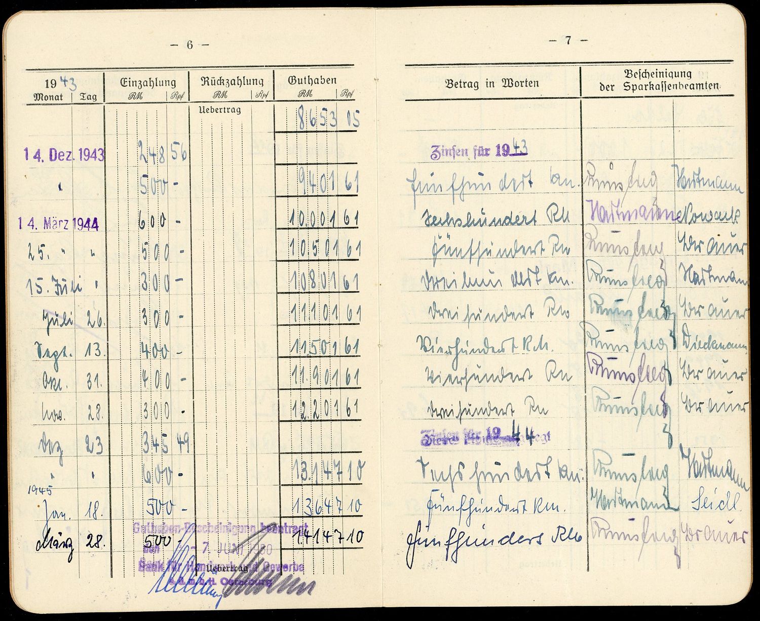 FACEBOOK AUCTION - German Bank Savings Account Book Sparkasse Osterburg Used From 1929 Through WW2 Up To 1954