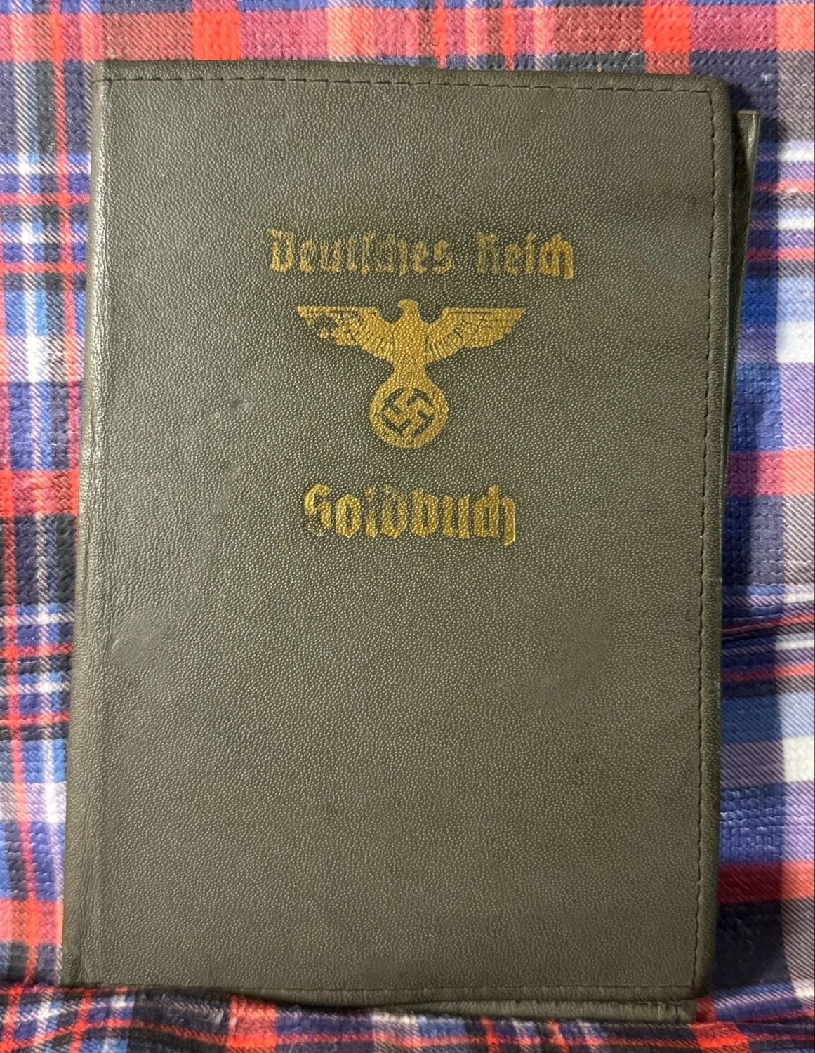 Z FACEBOOK AUCTION - Rare German Deutsches Reich Soldbuch Cover To Protect Soldier&#39;s Soldbuch, Eagle/Swaz On Front