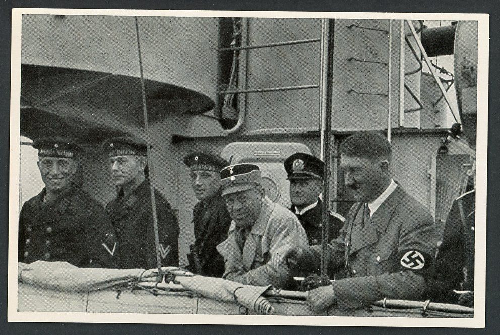 FACEBOOK AUCTION - German Third Reich Photo - Adolf H!tler On Board The Cruiser Leipzig Kriegsmarine War Ship