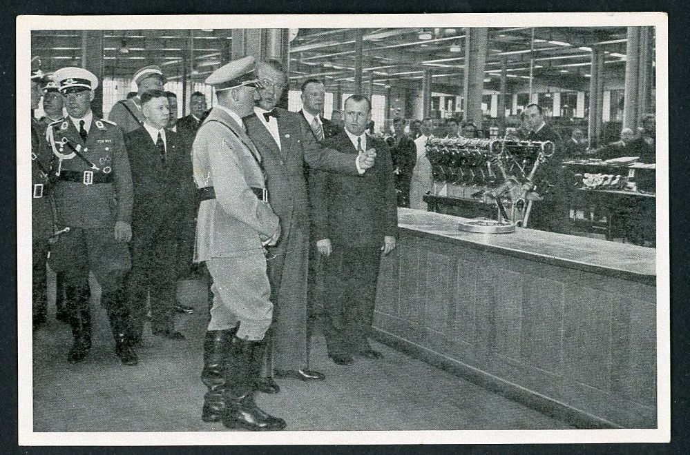 FACEBOOK AUCTION - German 3rd Reich Photo - Adolf H!tler Tours The BMW Automobile Engine Design Department