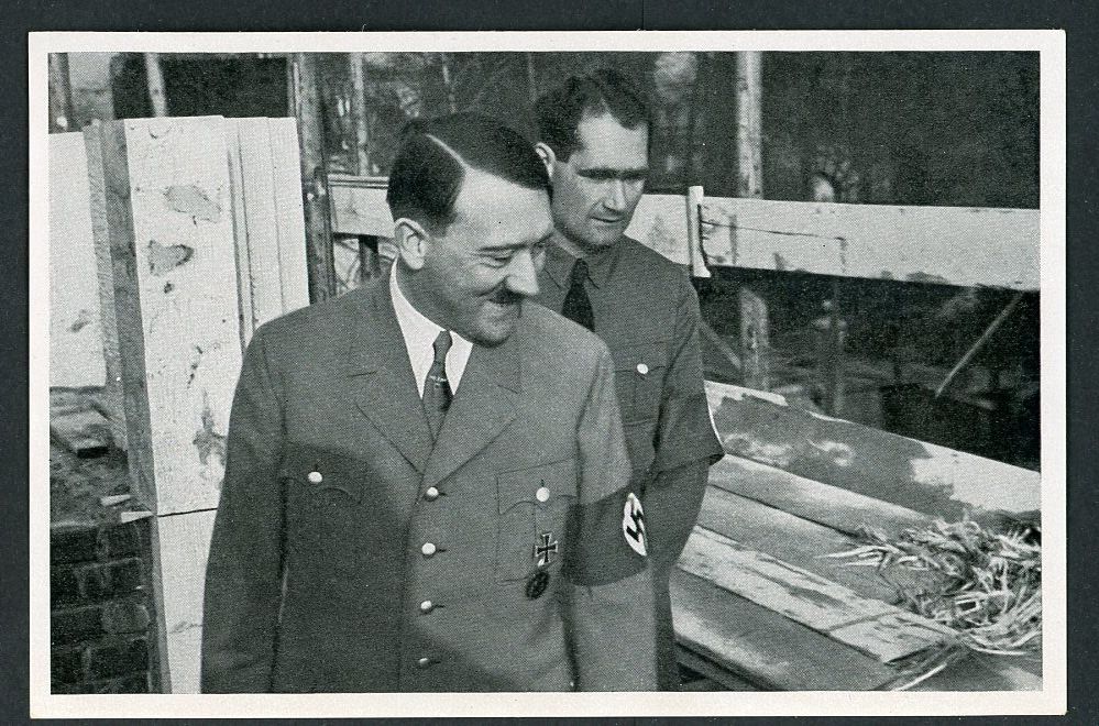 FACEBOOK AUCTION - German 3rd Reich Photo - Adolf H!tler &amp; Deputy Rudolf Hess At Fuhrer House In Munich