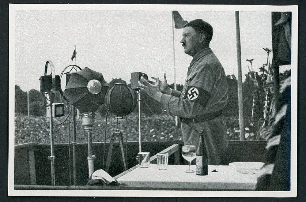 FACEBOOK AUCTION - German 3rd Reich Photo - Adolf H!tler Giving One of His Famous Speeches, Swaz Armband