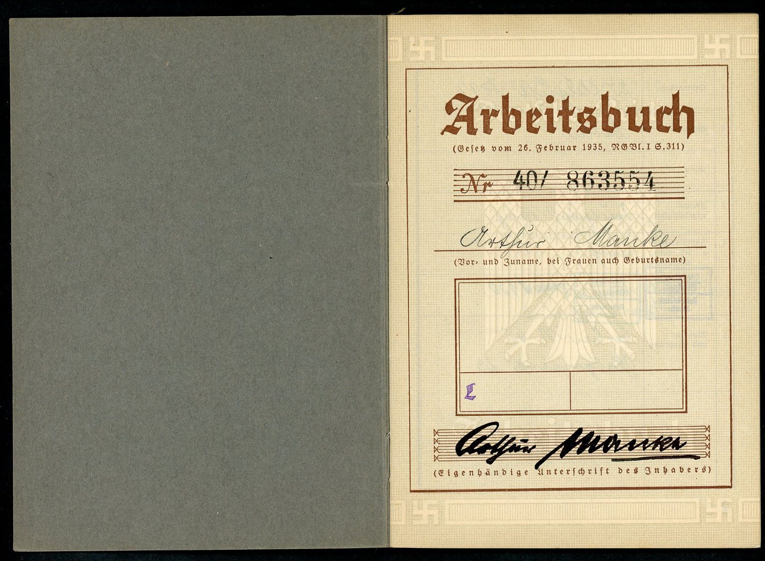 FACEBOOK AUCTION - German 3rd Reich Arbeitsbuch With Merkblatt - 1936 Ambulance Driver + Luftkreiskommando