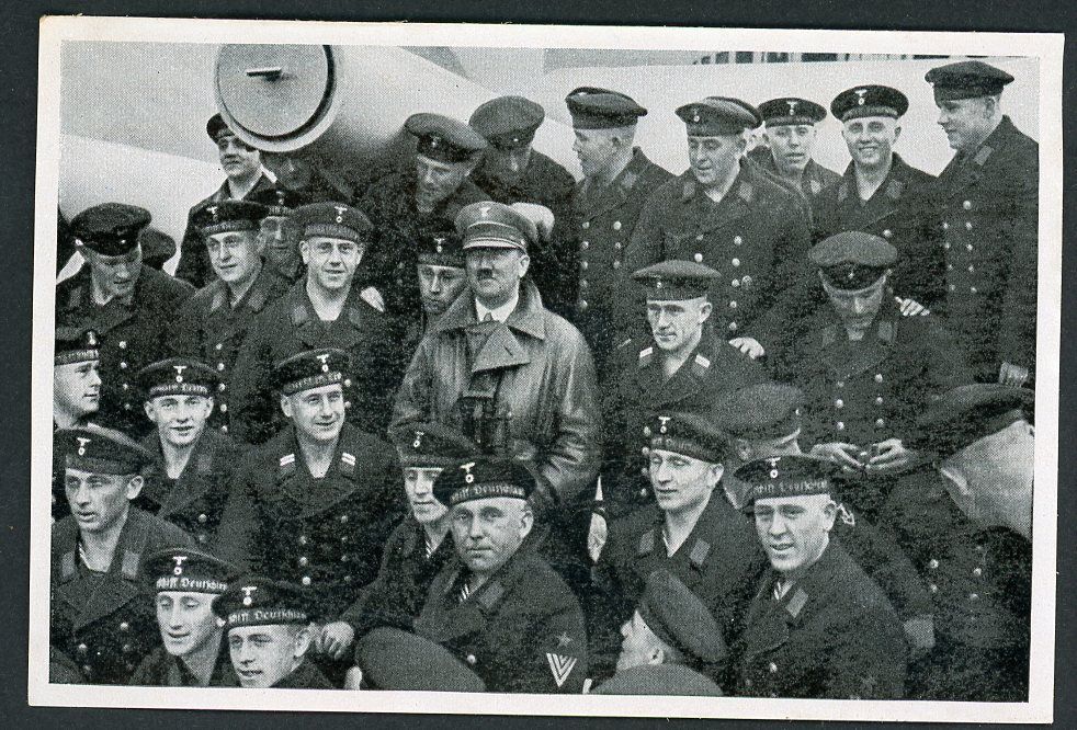 FACEBOOK AUCTION - German 3rd Reich Photo - Adolf H!tler, Poses with Kriegsmarine Crew of Panzerschiff Deutschland