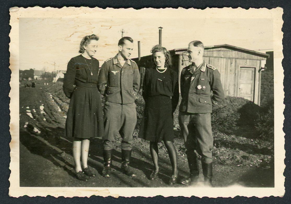 FACEBOOK AUCTION - German WW2 Photo - Luftwaffe NCOs wearing War Merit Cross 1st Class Medal, EK2 Ribbon