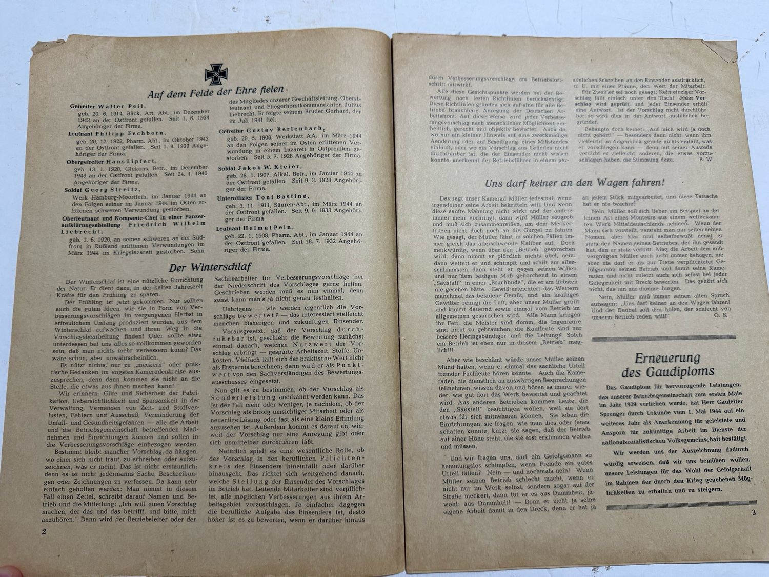 FACEBOOK AUCTION - German WW2 Magazine From Boehringer Ingelheim Company Featuring Former Employees Killed Fighting In The War + Excerpts From Soldier Feldpost Letters, MORE!