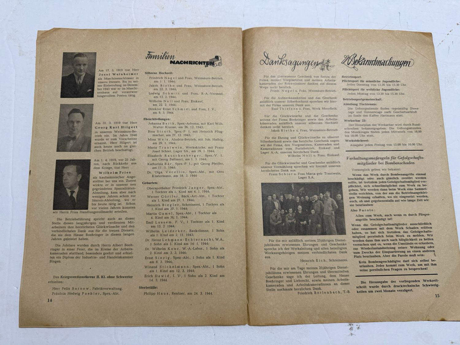 FACEBOOK AUCTION - German WW2 Magazine From Boehringer Ingelheim Company Featuring Former Employees Killed Fighting In The War + Excerpts From Soldier Feldpost Letters, MORE!