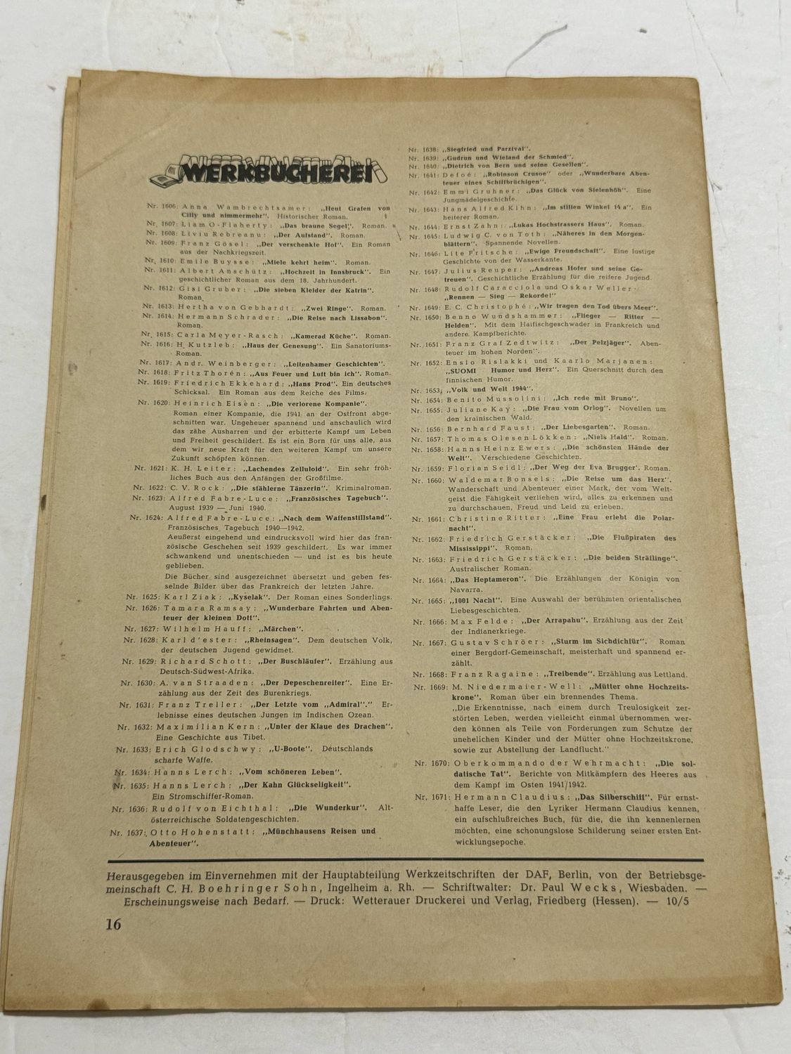 FACEBOOK AUCTION - German WW2 Magazine From Boehringer Ingelheim Company Featuring Former Employees Killed Fighting In The War + Excerpts From Soldier Feldpost Letters, MORE!