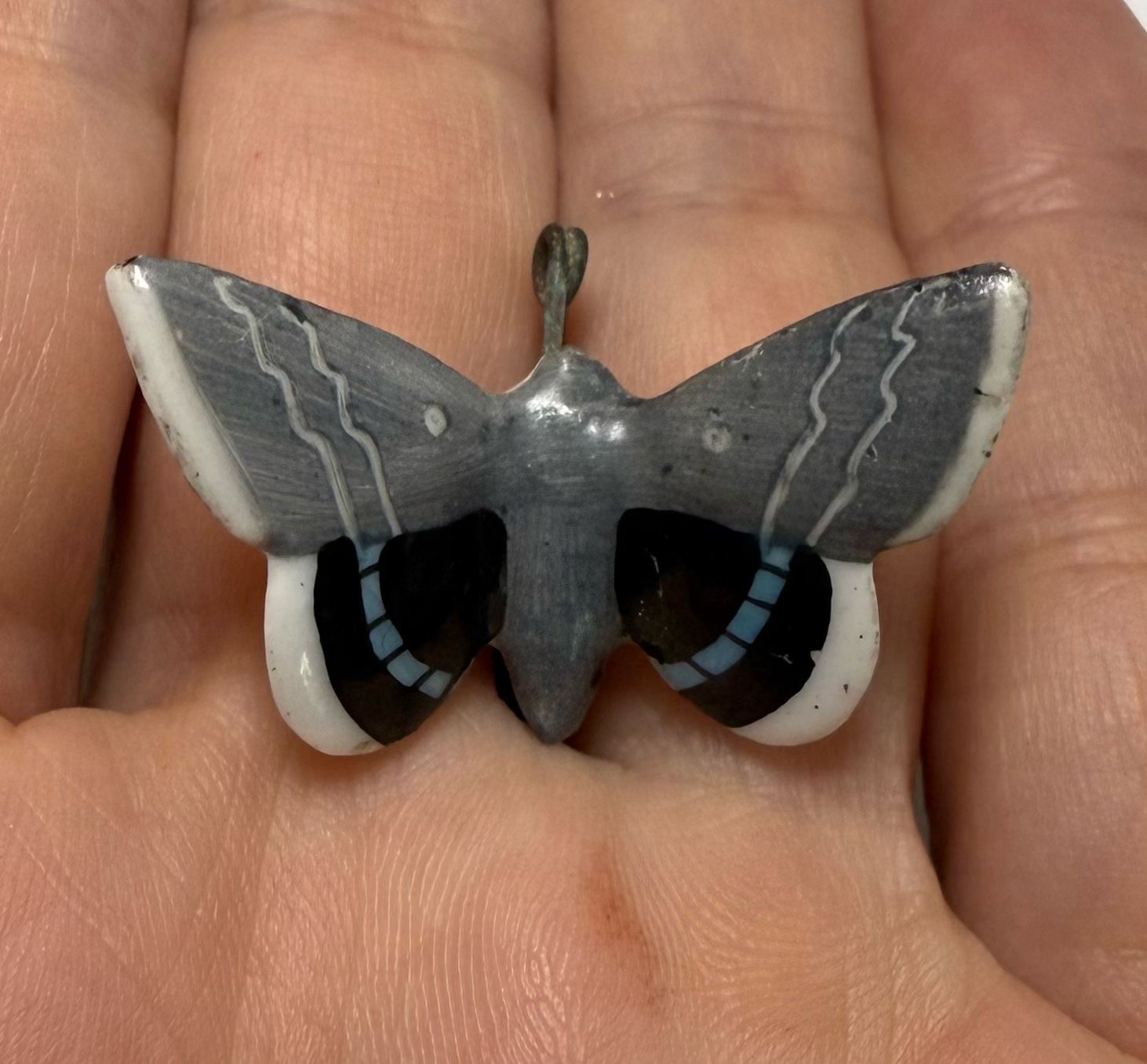 German 3rd Reich WHW Beautiful Porcelain Butterfly Pin For Winter Relief Donations