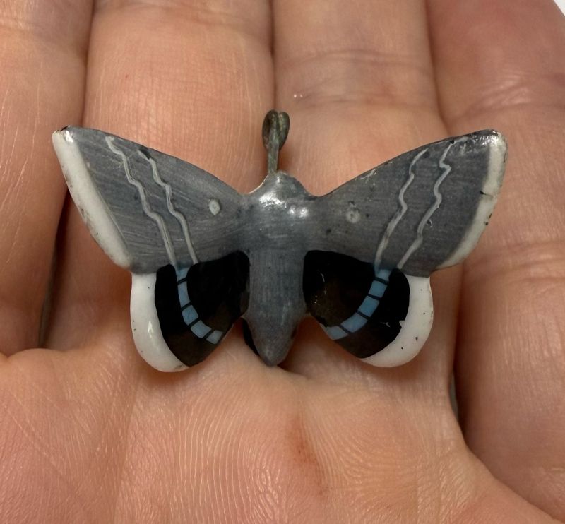 German 3rd Reich WHW Beautiful Porcelain Butterfly Pin For Winter Relief Donations