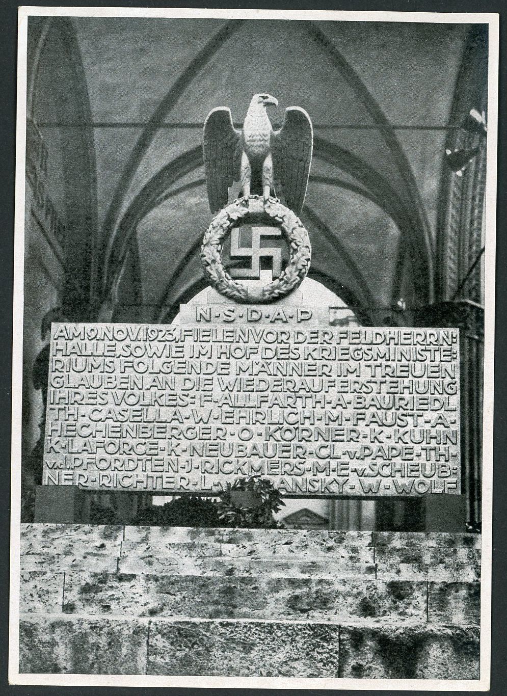 German Third Reich Photo - The Famous Eagle Swaz Monument On The Side of Feldherrnhalle In Munich