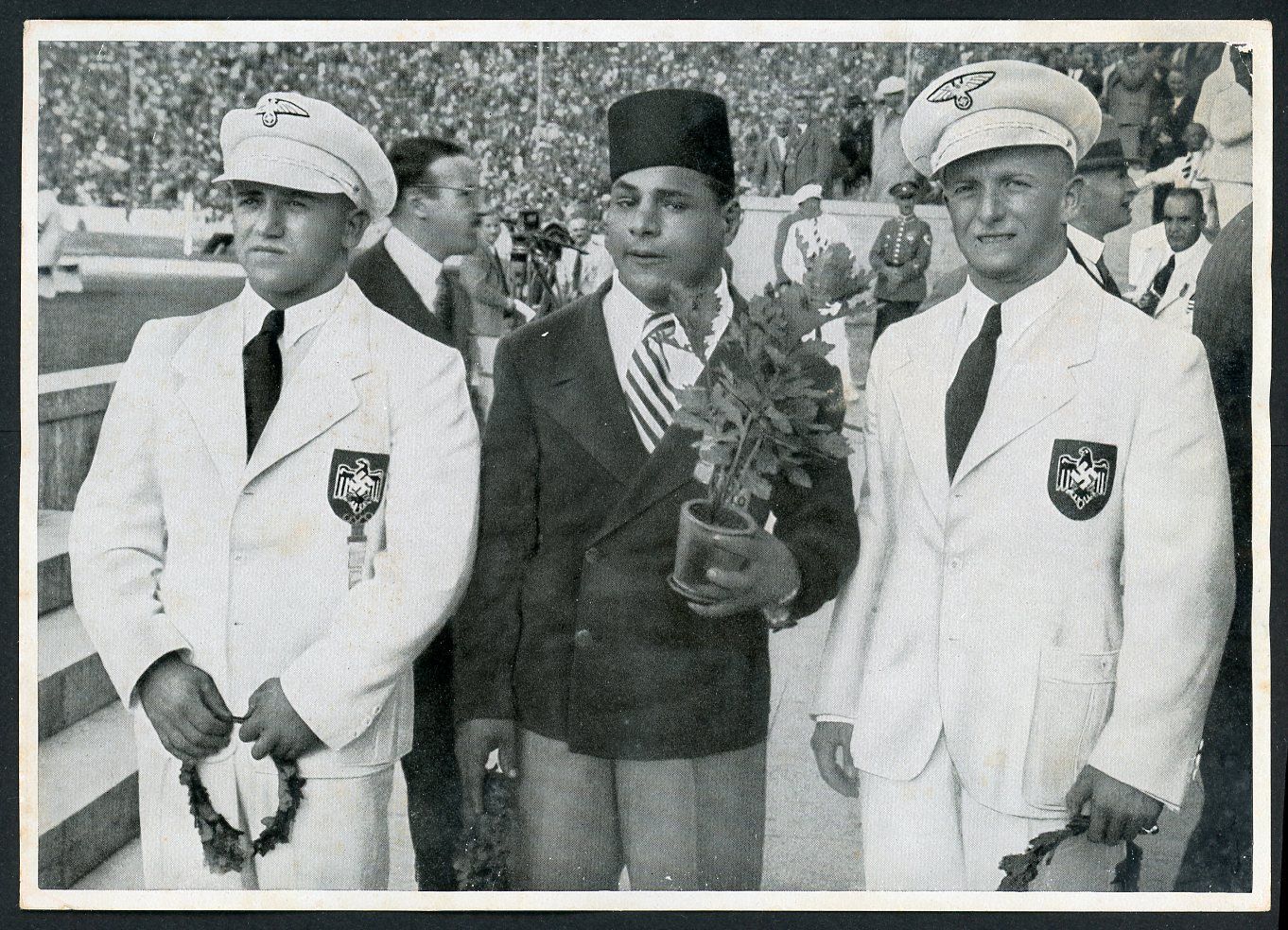 1936 Berlin Summer Olympics Photo - German Weight Lifting Team Members in Eagle Swaz Uniforms and Visor Caps