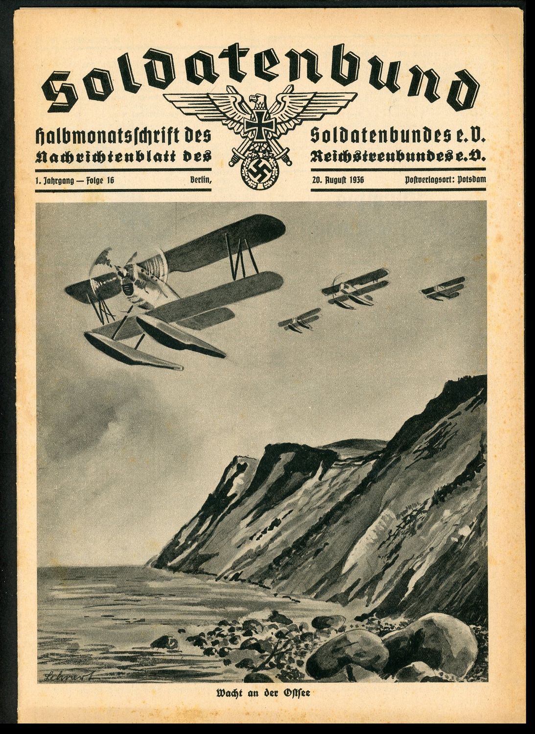 Rare German Soldatenbund NS Reichskriegerbund Veteran&#39;s Magazine 1936, Olympics, Vets That Have Passed Away, Etc.