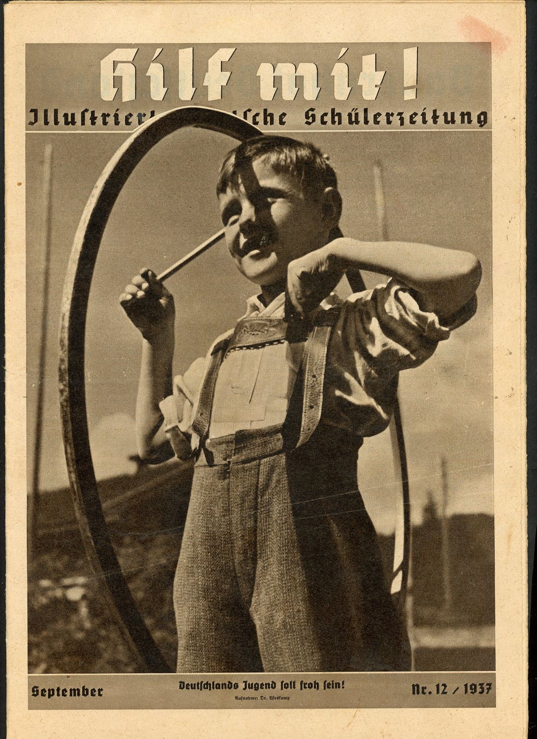 German Third Reich Magazine Hilf Mit! Illustrated German School Newspaper 1937 - Walther Darre, Battleship Deutschland, H!tler Flag At Nurnberg, HJ &amp; MORE!