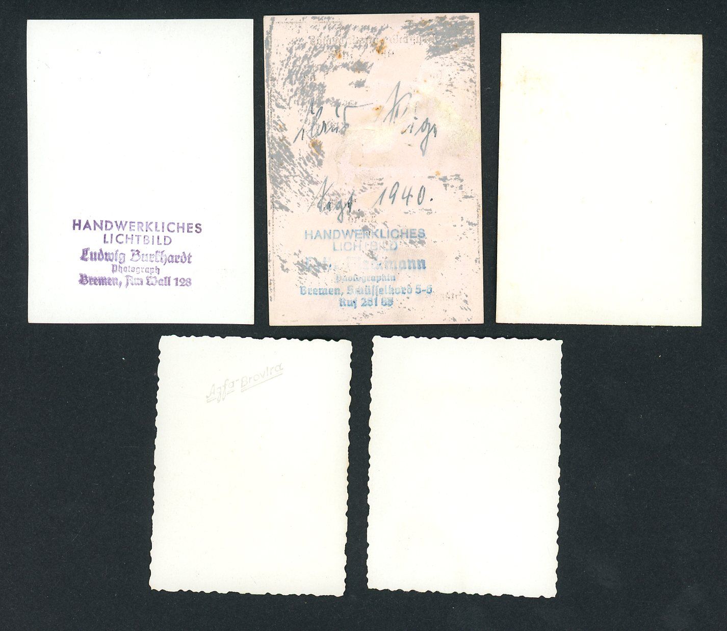 Lot of 5 German WW2 Photos - Same Soldier From Private To Leutnant To Captain