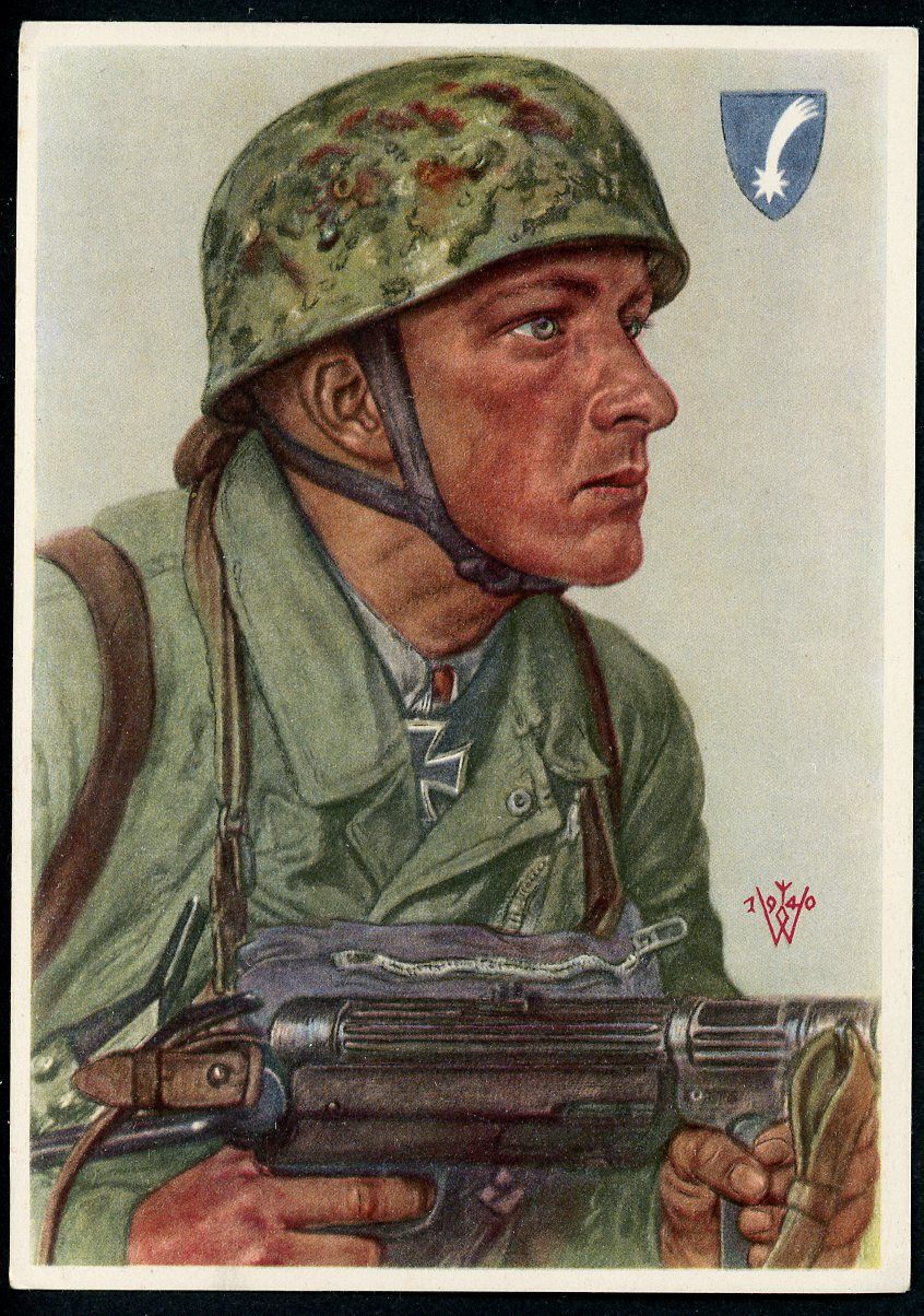 German WW2 VDA Postcard Fallschirmjager Paratrooper Arpke Knights Cross KIA 1942