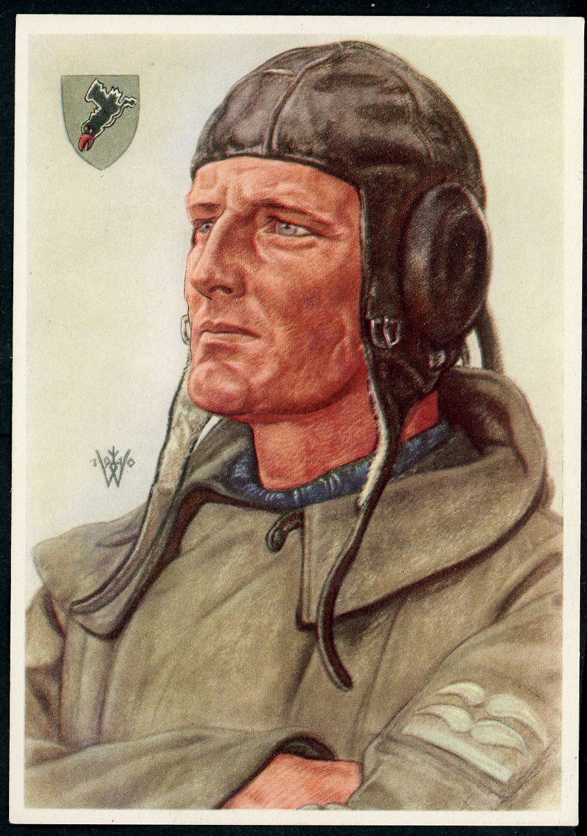 German WW2 VDA Postcard Stuka Pilot Sturzkampfgeschwader Dive Bomber Crow Emblem