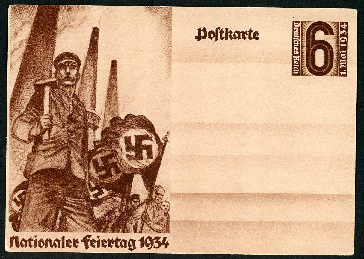 German 3rd Reich Postcard National Holiday 1934 Nationaler Feirertag