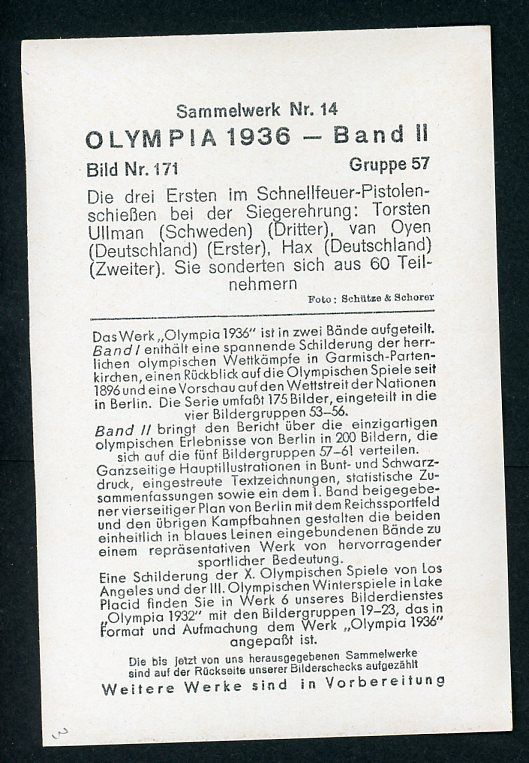 1936 Berlin Summer Olympics Photo - German Shooters Cornelius van Oyen + Heinrich Hax, Later 8th Panzer Division General w/ Knights Cross