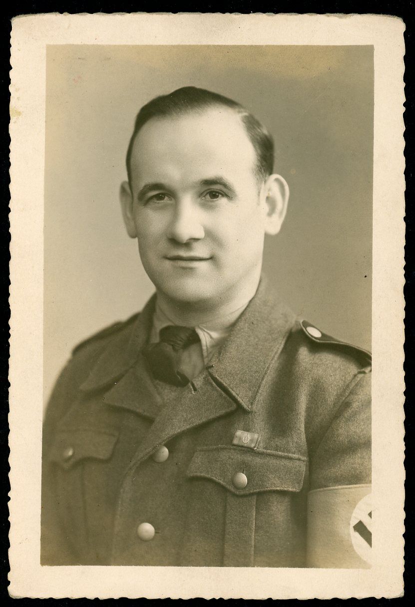 German WW2 Org Todt Portrait Photo - Armband, West Wall Ribbon Bar with Miniature West Wall Medal Cypher Pin Attached