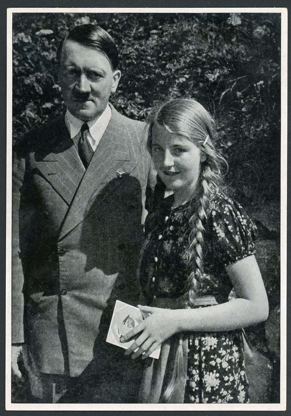 German Third Reich Photo - Adolf H. + Young Girl That Received A Future $1,000 Autograph Card!!!