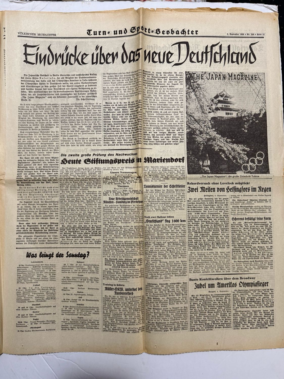 September 1936 Complete Edition of The Völkischer Beobachter - Official German Partei Newspaper
